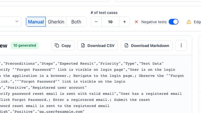 Jira Test Case Generator screenshot